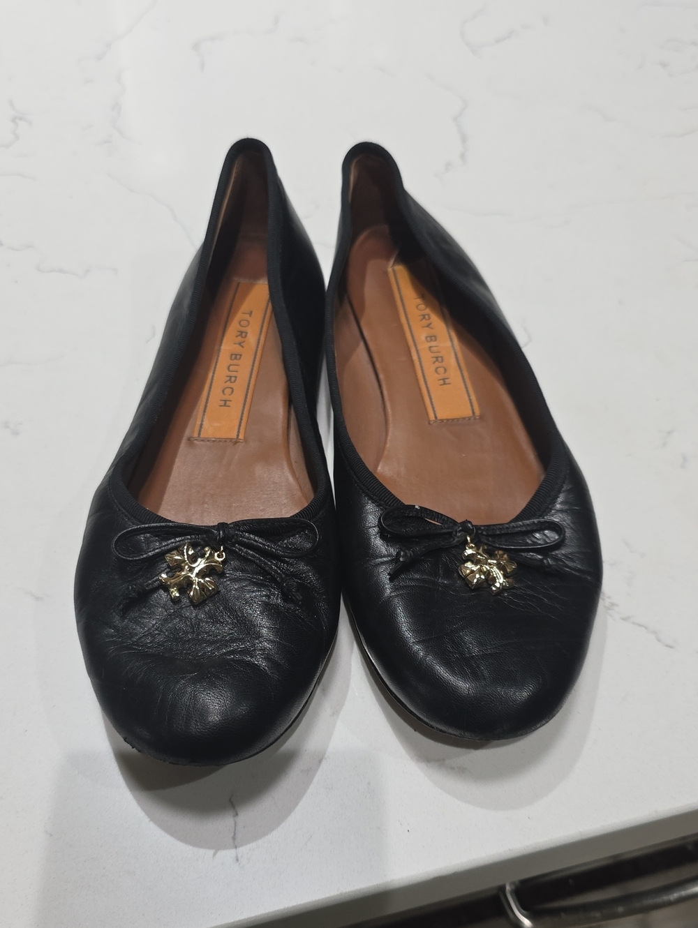 Tory Burch Women's Black Leather Ballet Flats Size 7.5M